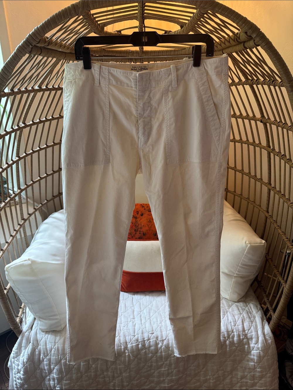 Nili Lotan Cream Cotton Chinos
